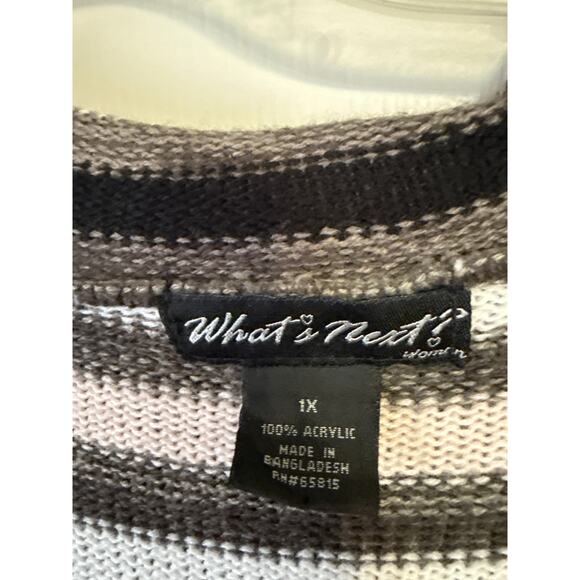What's Next Striped Hooded Sweater Sz 1X - Picture 3 of 8